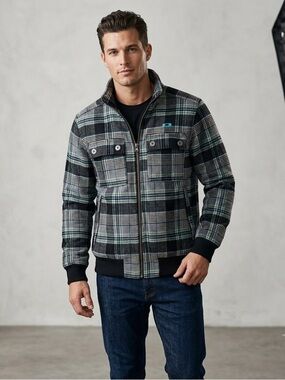 Oakley gray plaid wool blend winter jacket coat men’s thick warm